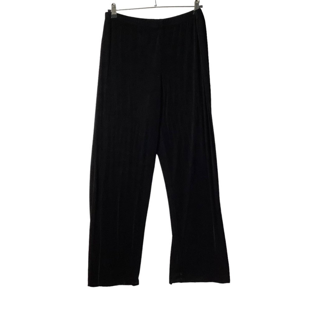 Chico's Travelers High Rise Wide Leg Pants Women Large (Sz 2) Black Wrinkle Free